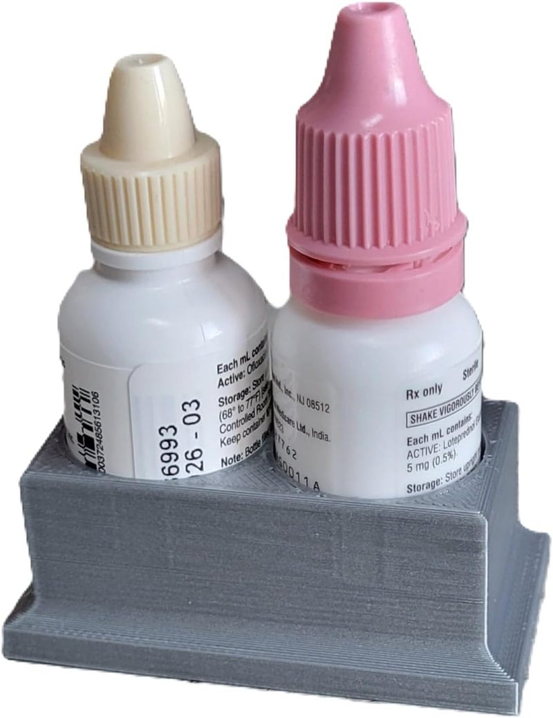 Znet3D Eye Drop Bottle Organizer, 2-Slot Stand (Silver) - Image 2